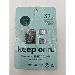 Micro SDHC 2 Cards with Adapter, 32 GB Speeds up to 100 MB
